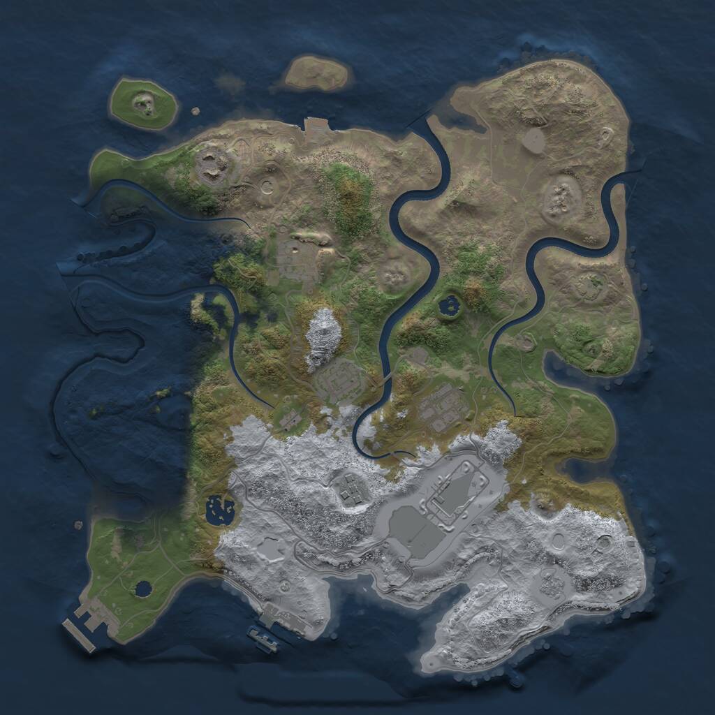Rust Map: Procedural Map, Size: 3500, Seed: 4835834, 13 Monuments