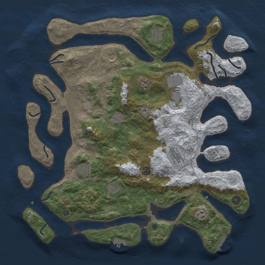 Rust Map: Procedural Map, Size: 4500, Seed: 738309, 20 Monuments