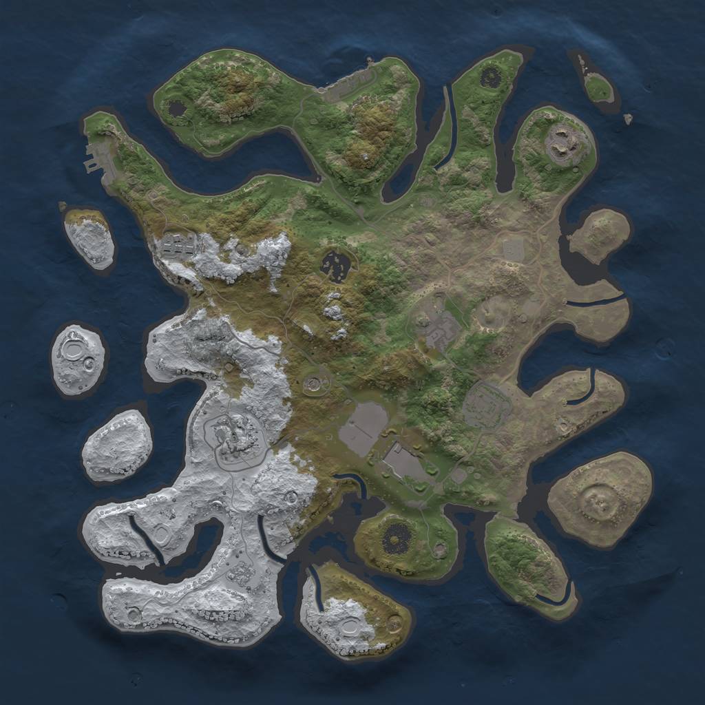 Rust Map: Procedural Map, Size: 3500, Seed: 5064110, 16 Monuments