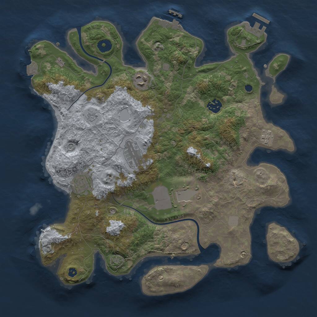Rust Map: Procedural Map, Size: 3500, Seed: 2790479, 12 Monuments