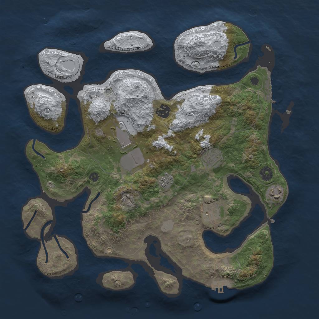 Rust Map: Procedural Map, Size: 3500, Seed: 1291113647, 13 Monuments