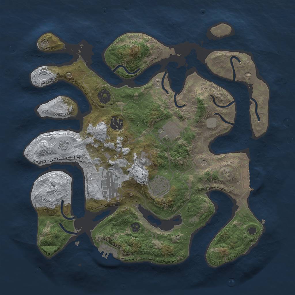 Rust Map: Procedural Map, Size: 3250, Seed: 123456, 13 Monuments