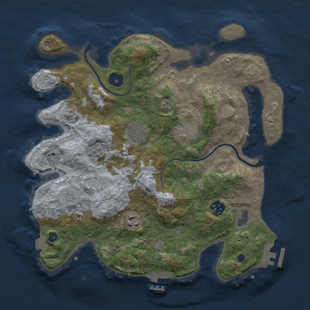 Rust Map: Procedural Map, Size: 3250, Seed: 123456, 11 Monuments