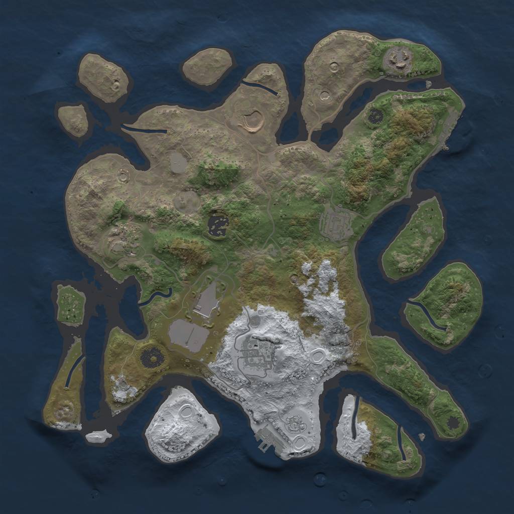Rust Map: Procedural Map, Size: 3500, Seed: 1054528612, 16 Monuments
