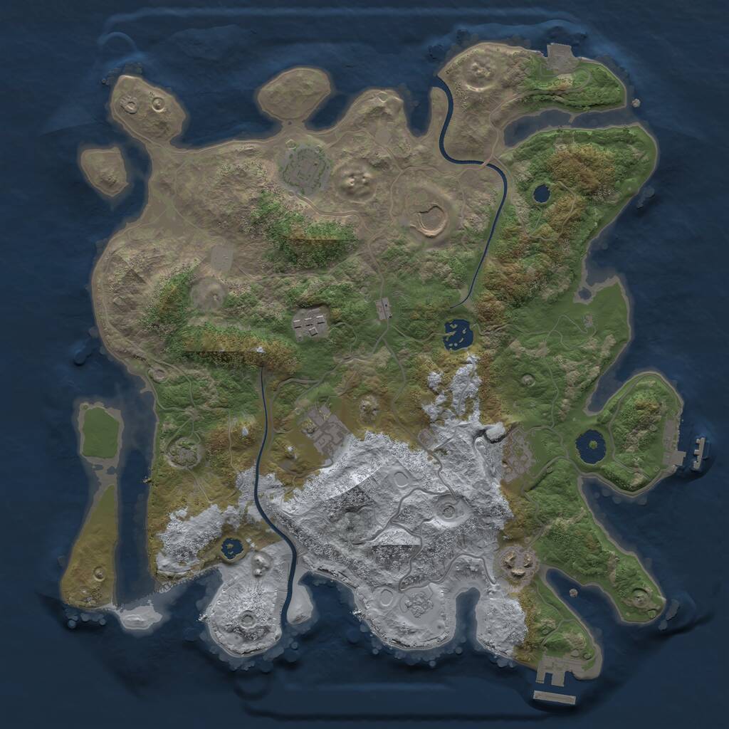 Rust Map: Procedural Map, Size: 3500, Seed: 1054528612, 13 Monuments