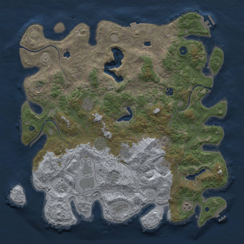 Rust Map: Procedural Map, Size: 4500, Seed: 409877, 17 Monuments