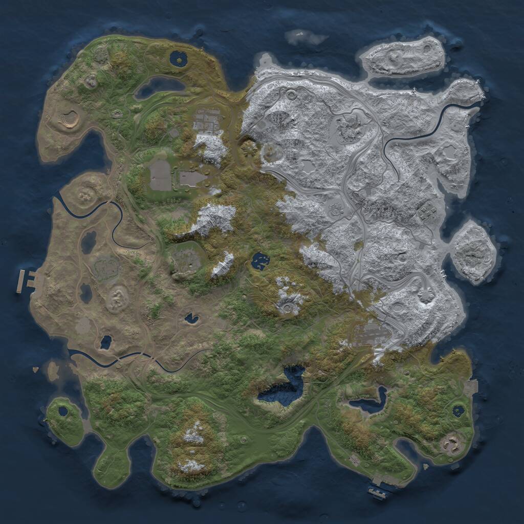 Rust Map: Procedural Map, Size: 4500, Seed: 5738002, 16 Monuments