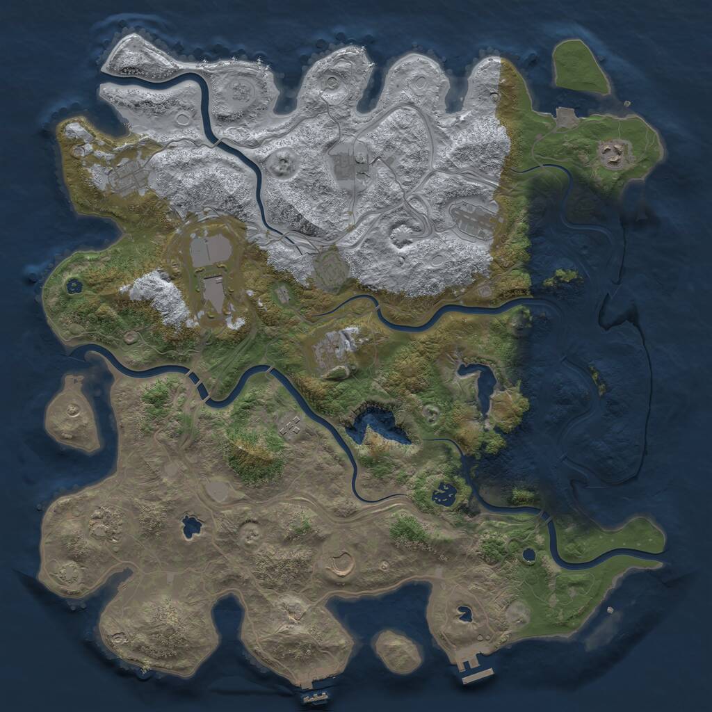 Rust Map: Procedural Map, Size: 4500, Seed: 451442319, 17 Monuments