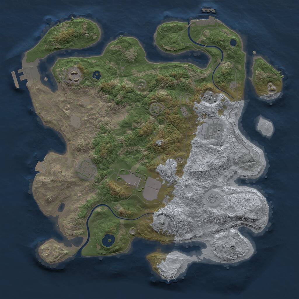 Rust Map: Procedural Map, Size: 3500, Seed: 1141663, 11 Monuments