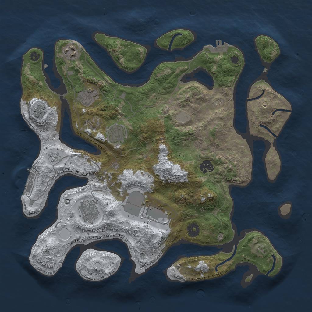 Rust Map: Procedural Map, Size: 3500, Seed: 3270700, 16 Monuments