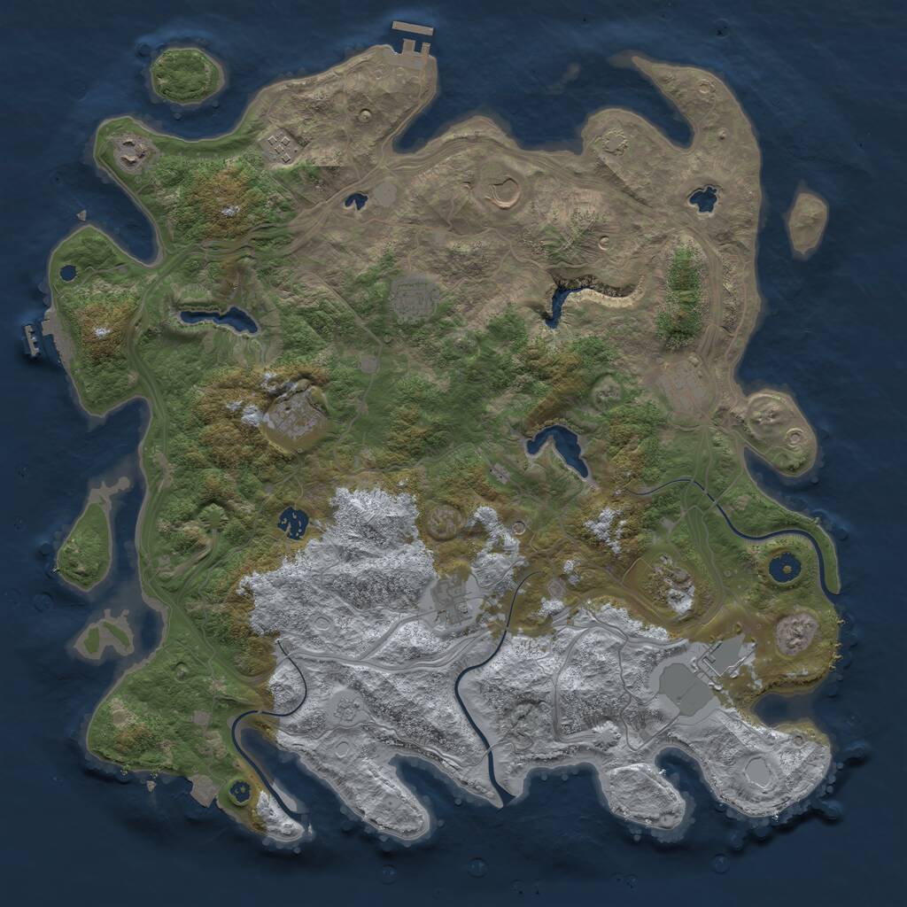 Rust Map: Procedural Map, Size: 4500, Seed: 4545423, 16 Monuments
