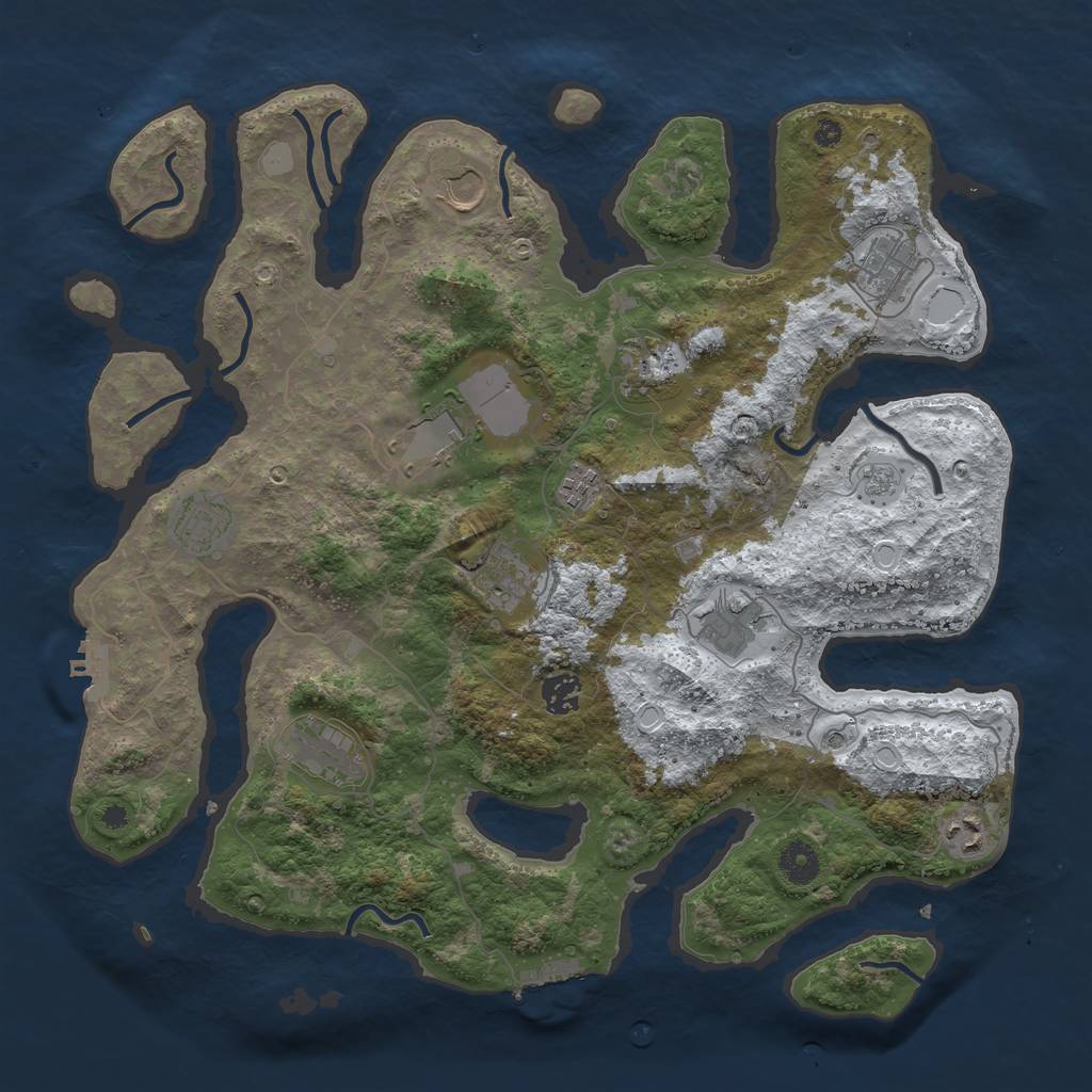Rust Map: Procedural Map, Size: 3950, Seed: 865038640, 20 Monuments