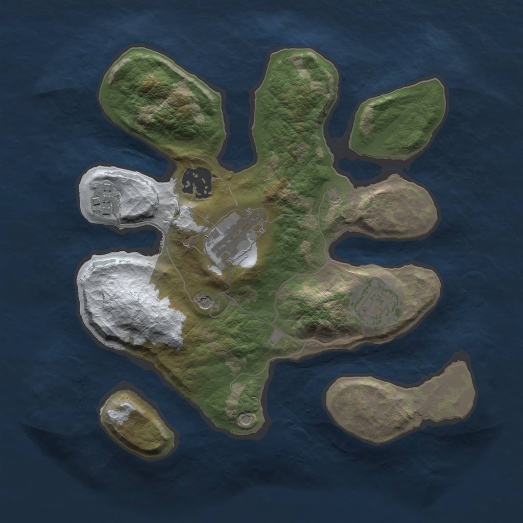 Rust Map: Barren, Size: 2500, Seed: 54542154, 7 Monuments