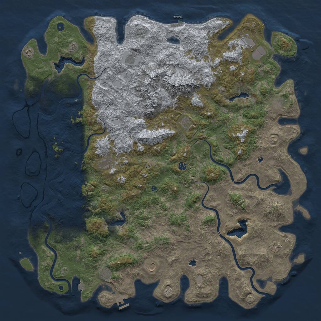 Rust Map: Procedural Map, Size: 6000, Seed: 68512357, 17 Monuments