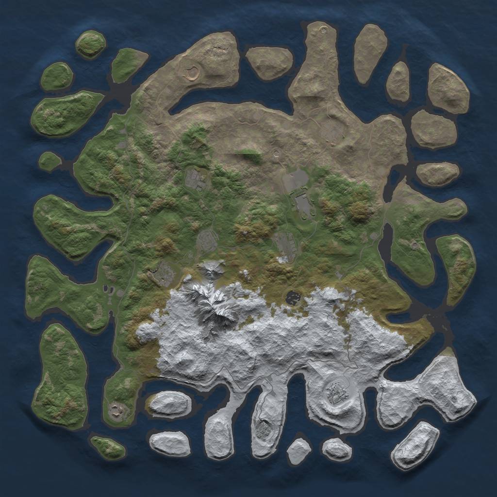 Rust Map: Barren, Size: 5250, Seed: 222120621, 14 Monuments