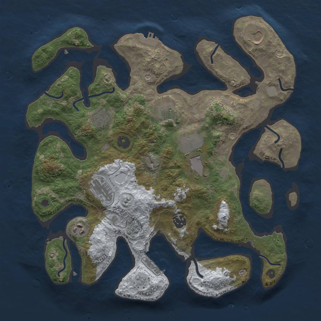 Rust Map: Procedural Map, Size: 3700, Seed: 962216042, 17 Monuments