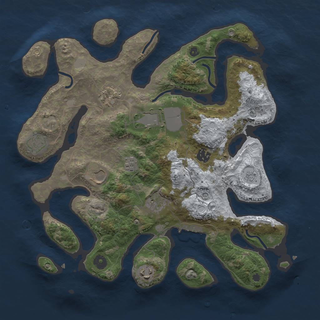 Rust Map: Procedural Map, Size: 3500, Seed: 5342971, 16 Monuments