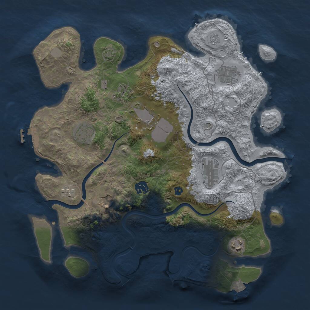 Rust Map: Procedural Map, Size: 3500, Seed: 3291954, 14 Monuments