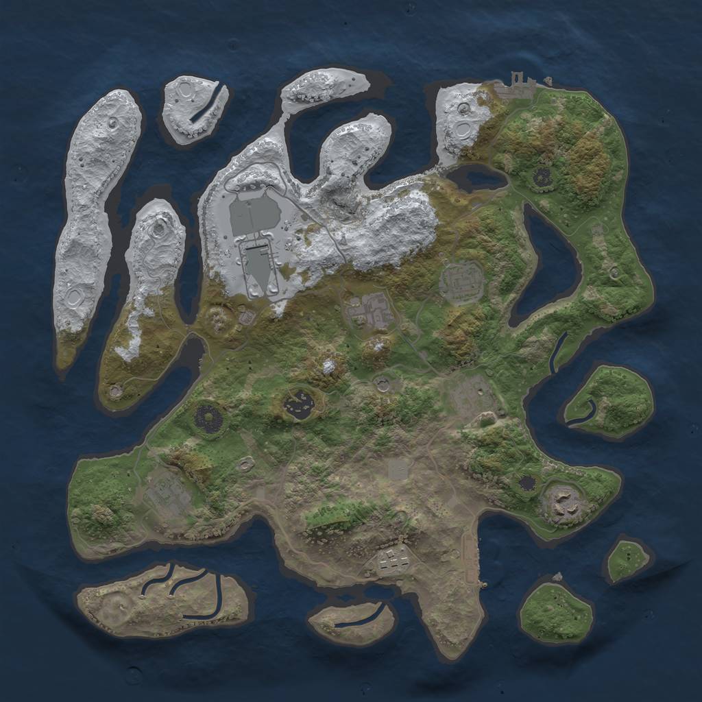 Rust Map: Procedural Map, Size: 3700, Seed: 503872602, 16 Monuments