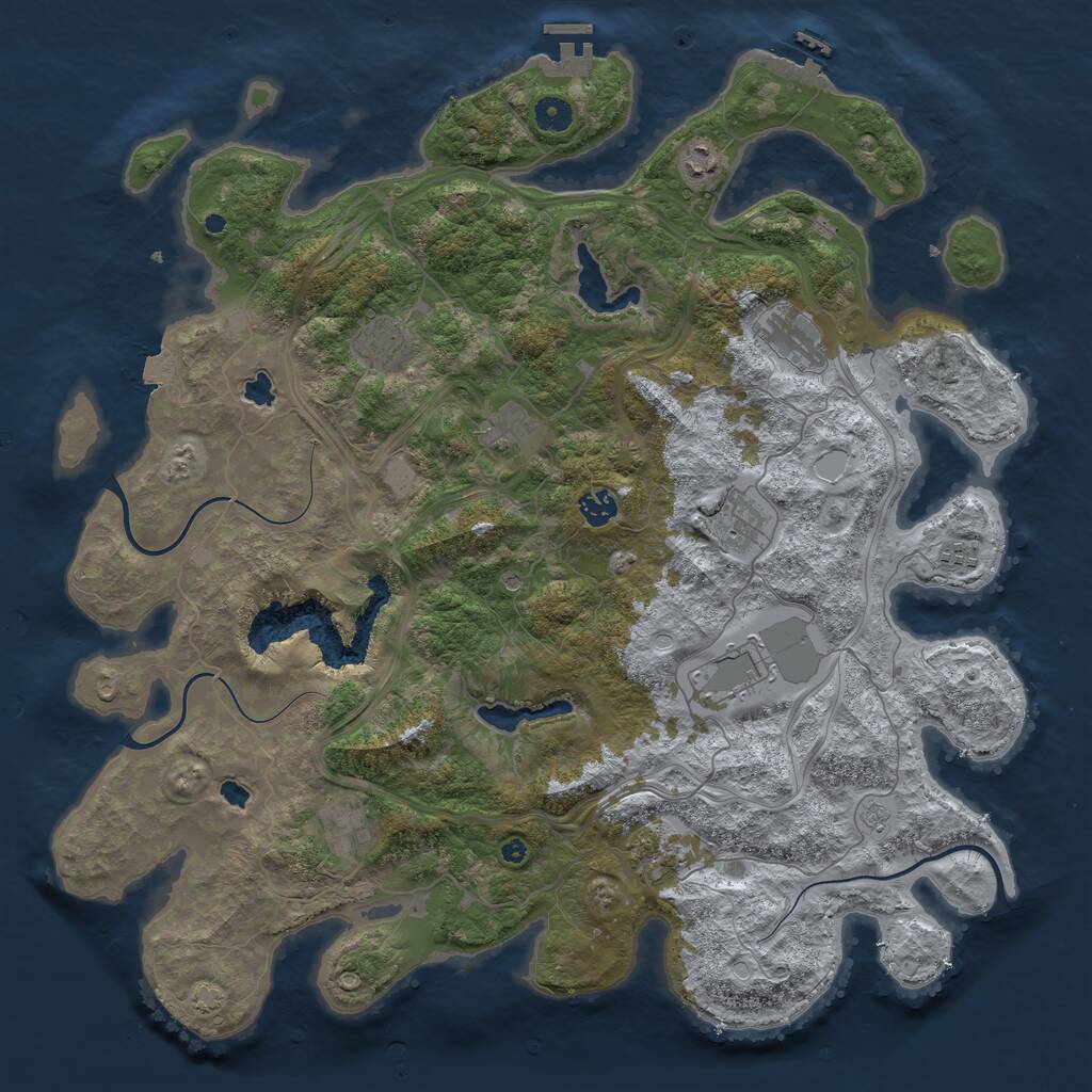Rust Map: Procedural Map, Size: 4500, Seed: 2068858, 16 Monuments