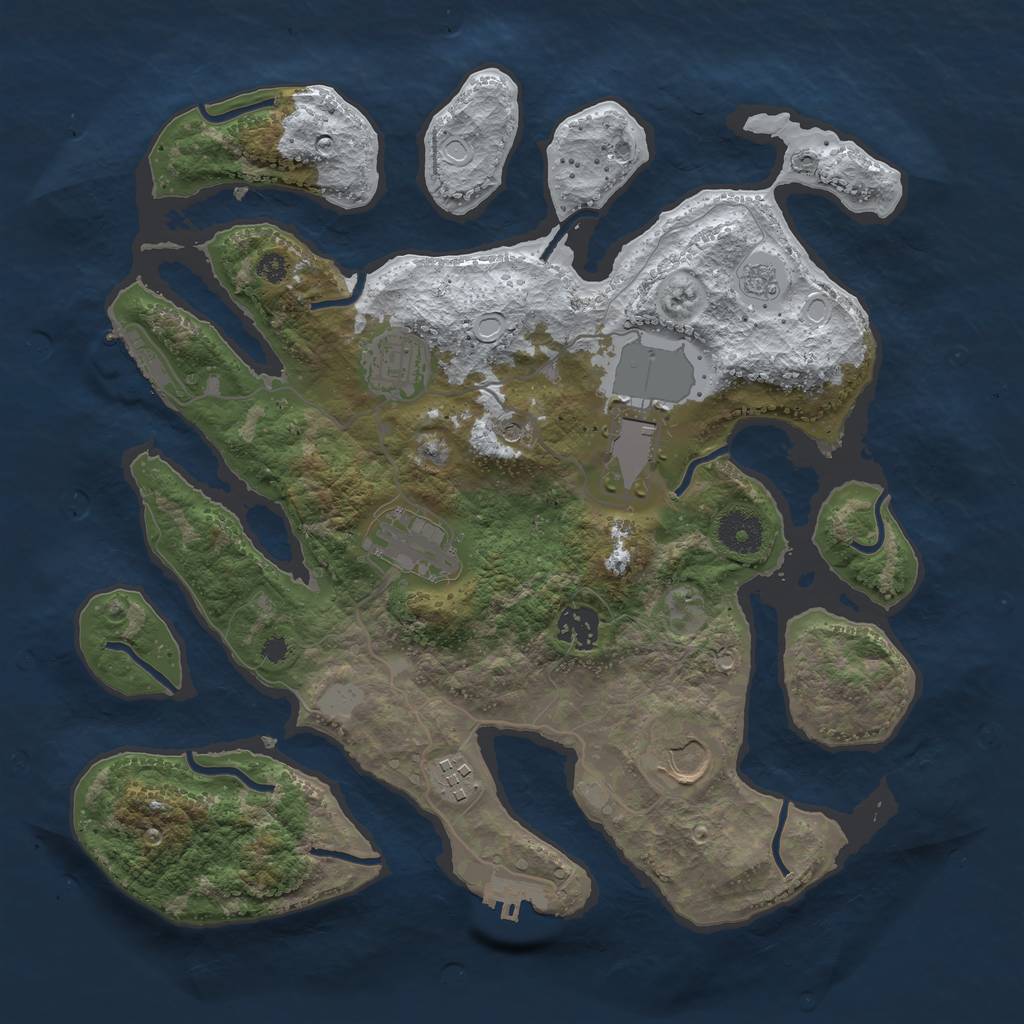 Rust Map: Procedural Map, Size: 3500, Seed: 1900205, 15 Monuments