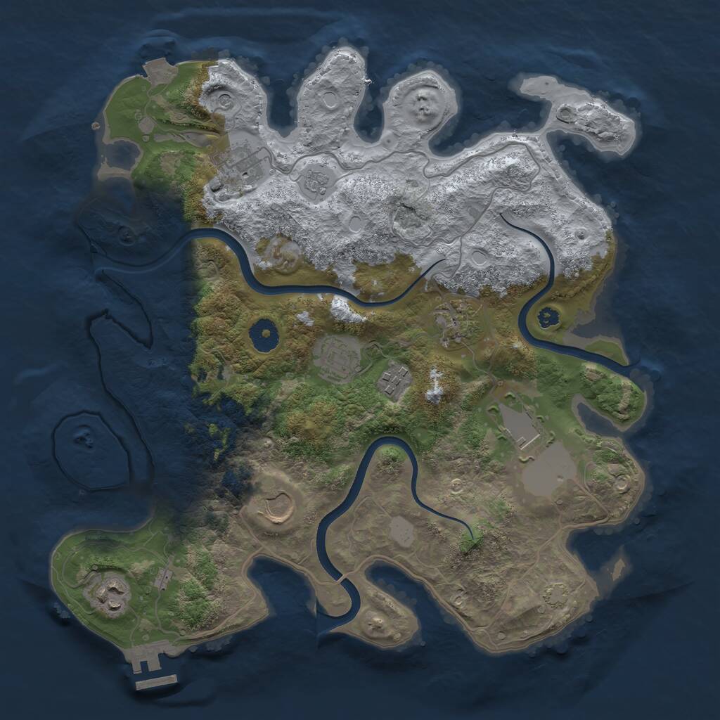 Rust Map: Procedural Map, Size: 3500, Seed: 1900205, 12 Monuments
