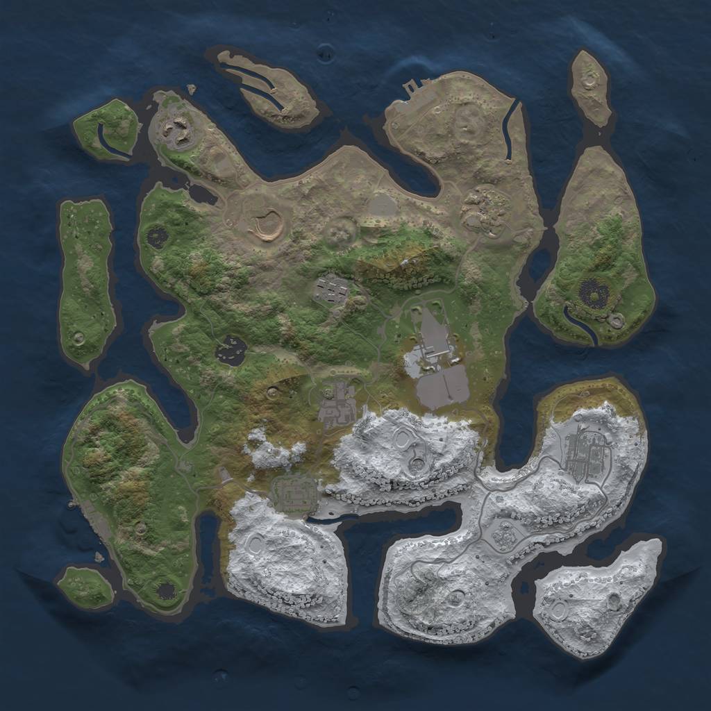 Rust Map: Procedural Map, Size: 3500, Seed: 1462176, 18 Monuments
