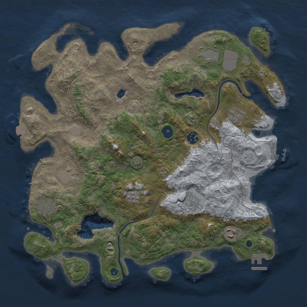 Rust Map: Procedural Map, Size: 4000, Seed: 1112071449, 14 Monuments