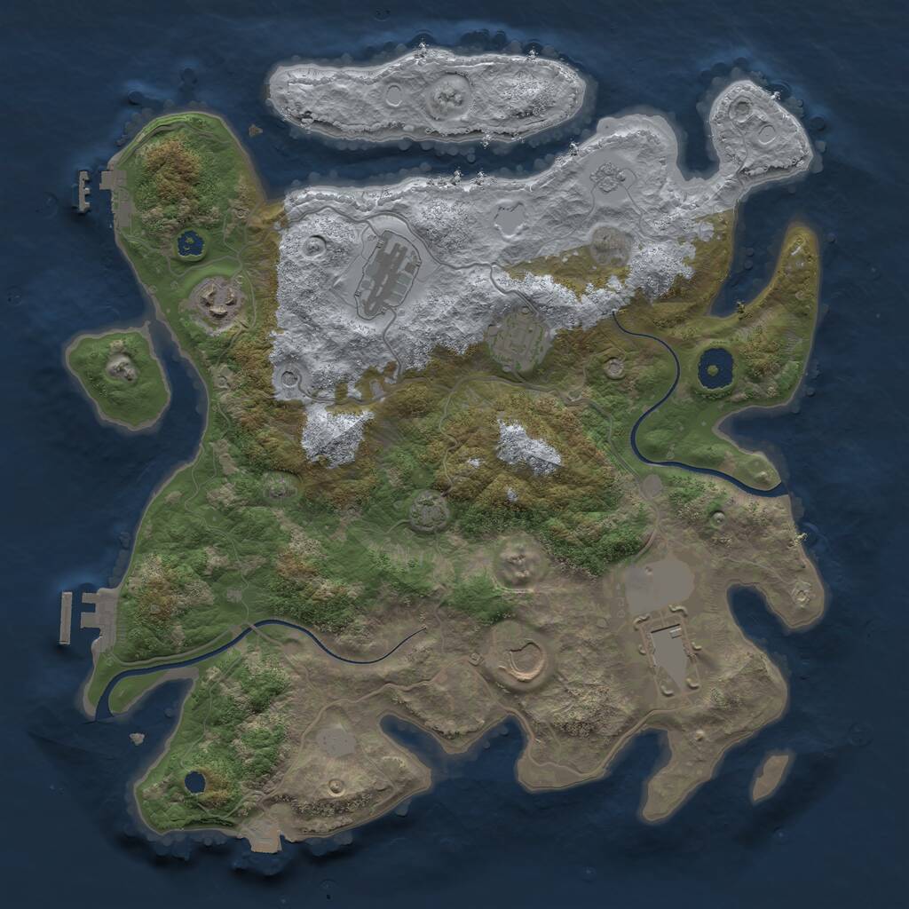Rust Map: Procedural Map, Size: 3500, Seed: 6392901, 11 Monuments