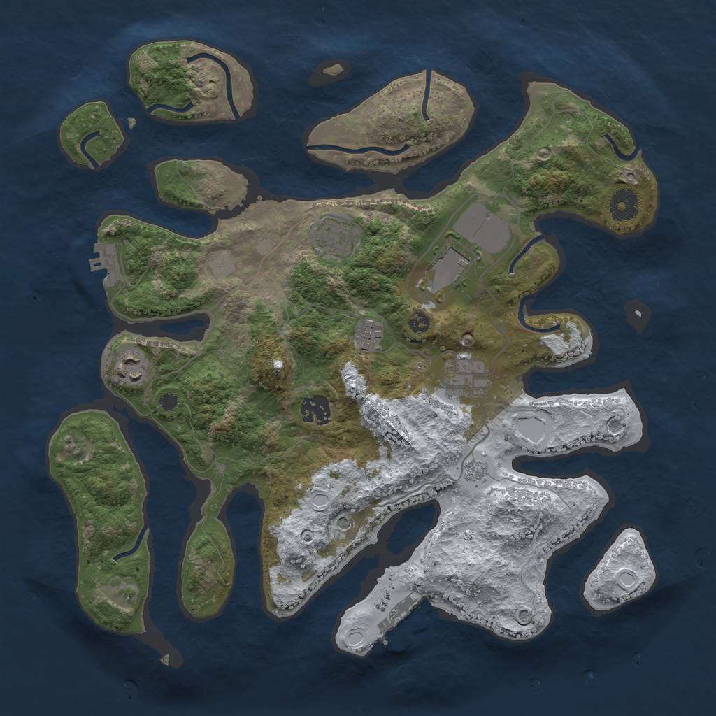Rust Map: Procedural Map, Size: 3500, Seed: 481887, 15 Monuments