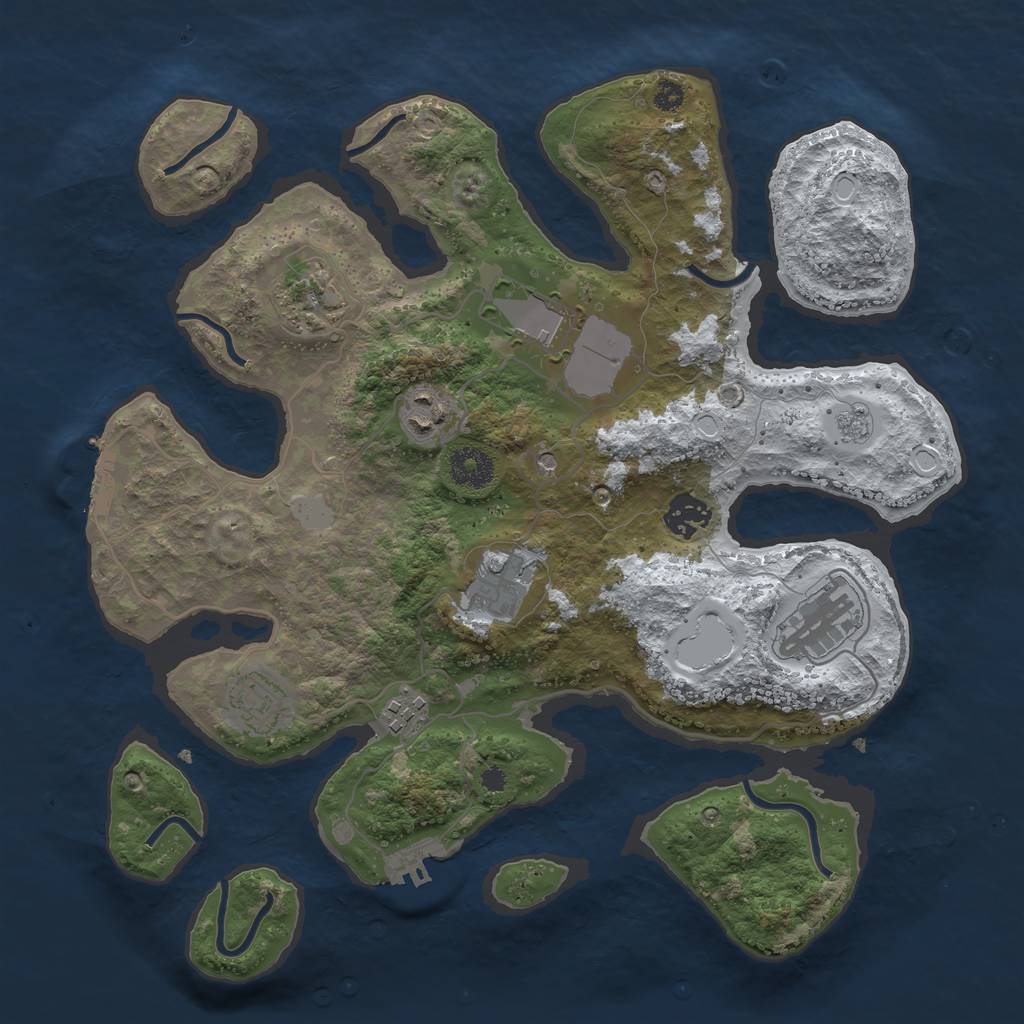 Rust Map: Procedural Map, Size: 3500, Seed: 2000271, 17 Monuments