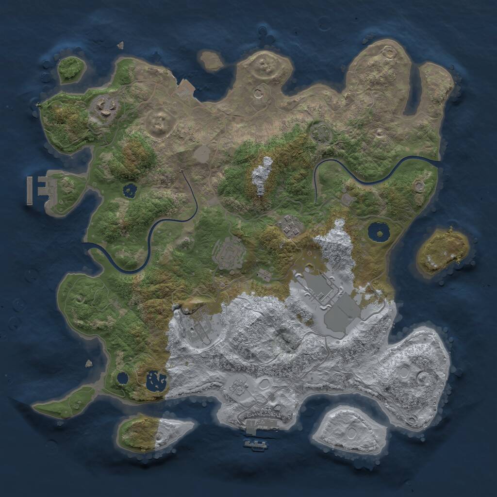 Rust Map: Procedural Map, Size: 3500, Seed: 22358874, 12 Monuments