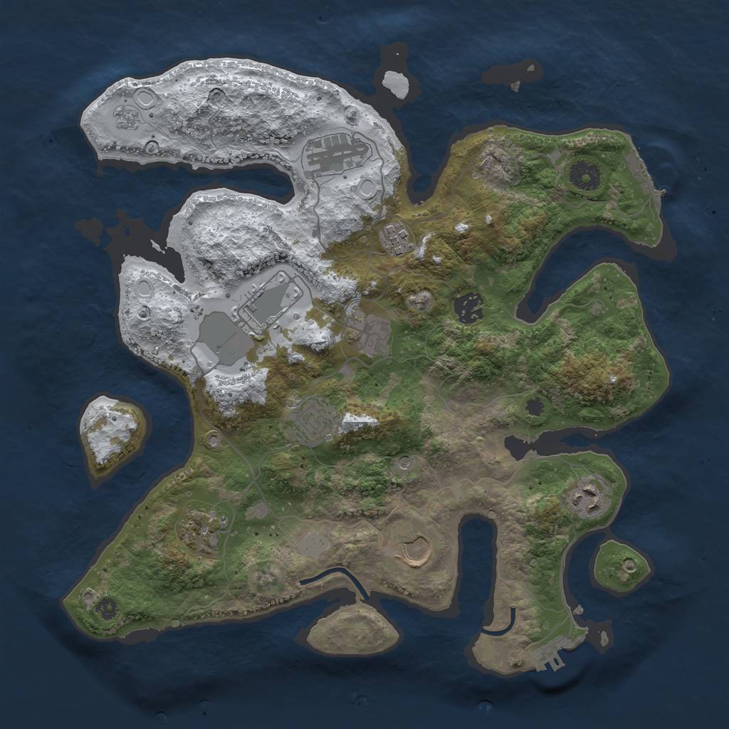 Rust Map: Procedural Map, Size: 3550, Seed: 684827, 18 Monuments