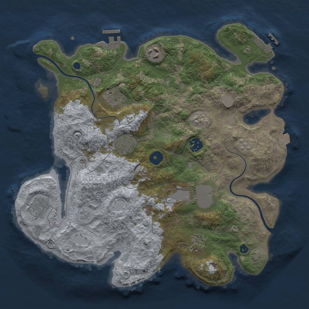 Rust Map: Procedural Map, Size: 3500, Seed: 13121990, 14 Monuments