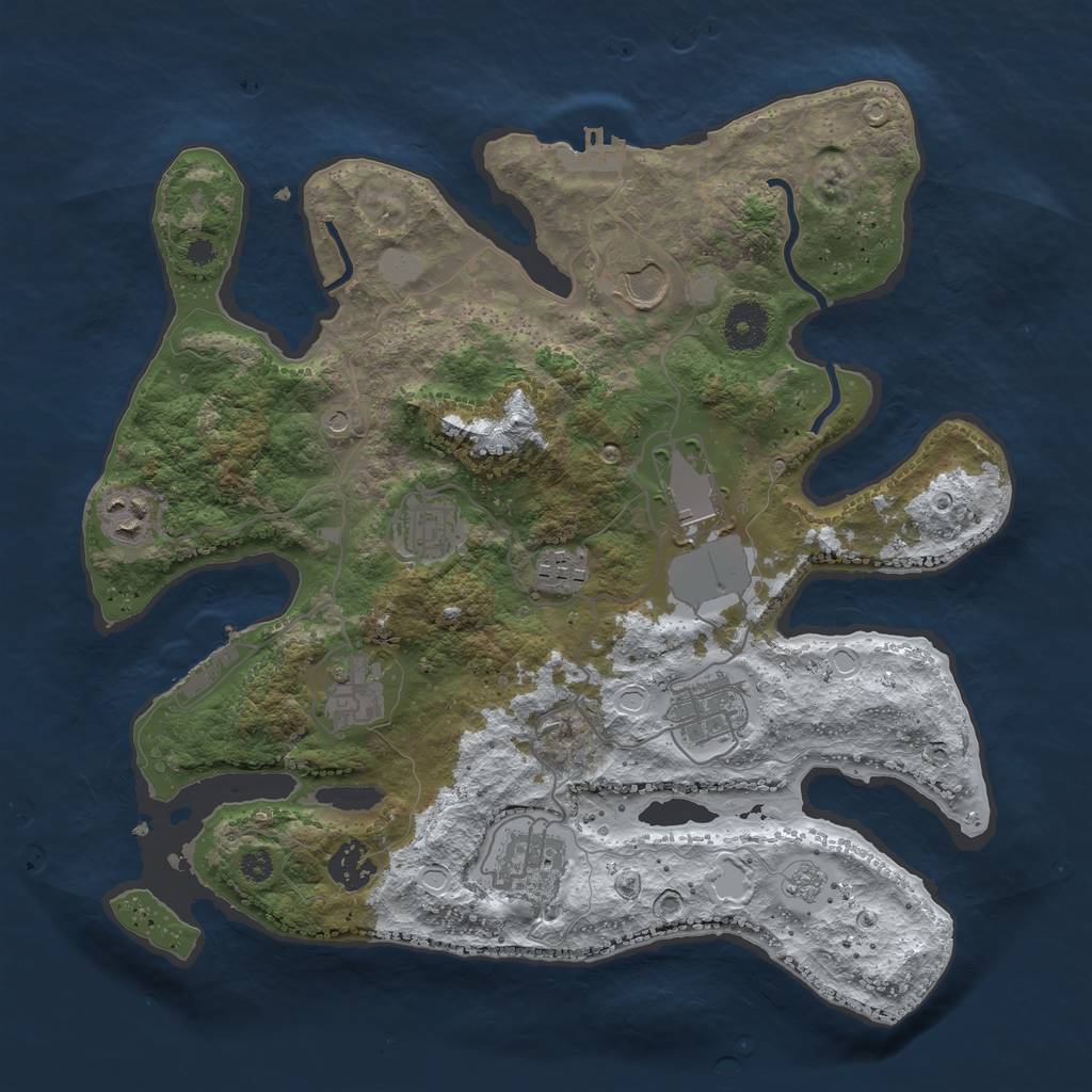 Rust Map: Procedural Map, Size: 3500, Seed: 257351583, 18 Monuments