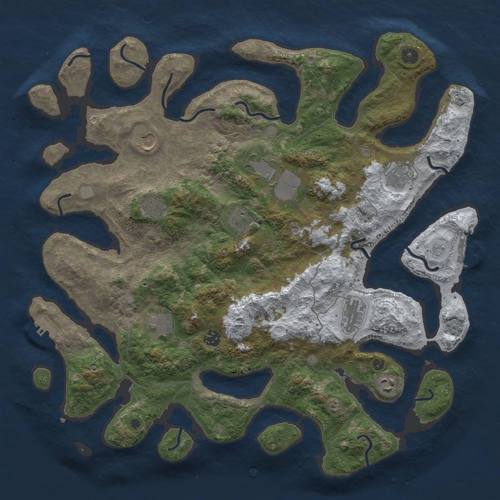 Rust Map: Procedural Map, Size: 4500, Seed: 338105065, 19 Monuments