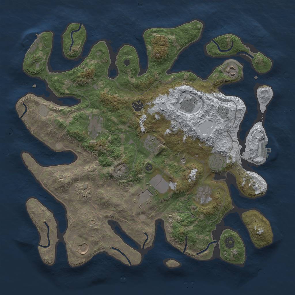 Rust Map: Procedural Map, Size: 4000, Seed: 21587, 19 Monuments