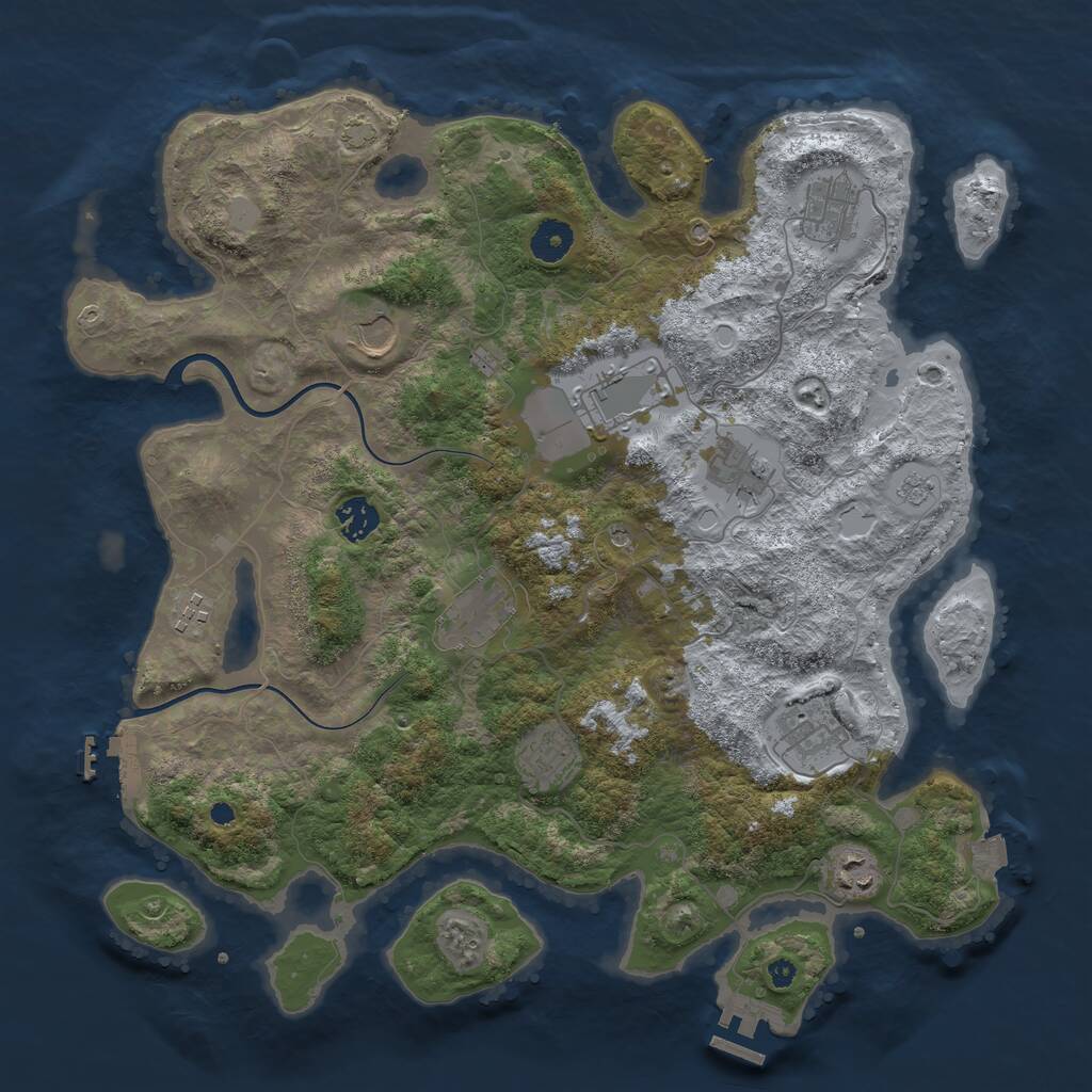 Rust Map: Procedural Map, Size: 3900, Seed: 2500, 16 Monuments