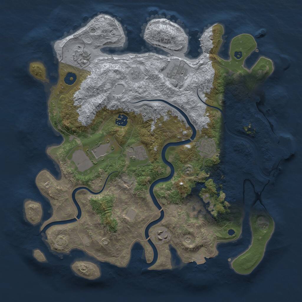 Rust Map: Procedural Map, Size: 3700, Seed: 1262615529, 14 Monuments