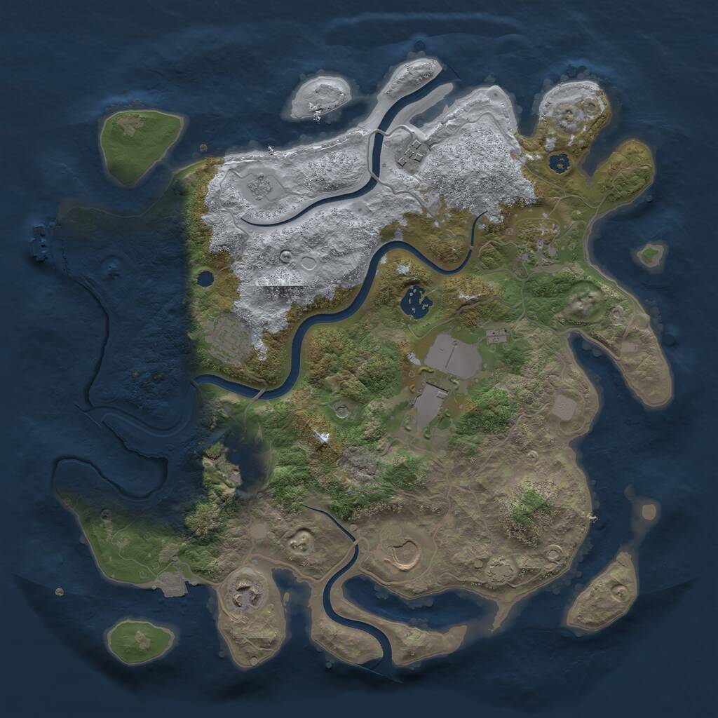 Rust Map: Procedural Map, Size: 3550, Seed: 964264, 13 Monuments