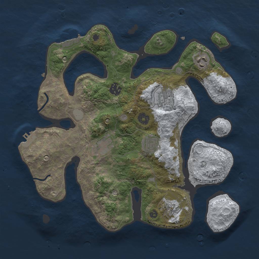 Rust Map: Procedural Map, Size: 3260, Seed: 1222554110, 13 Monuments