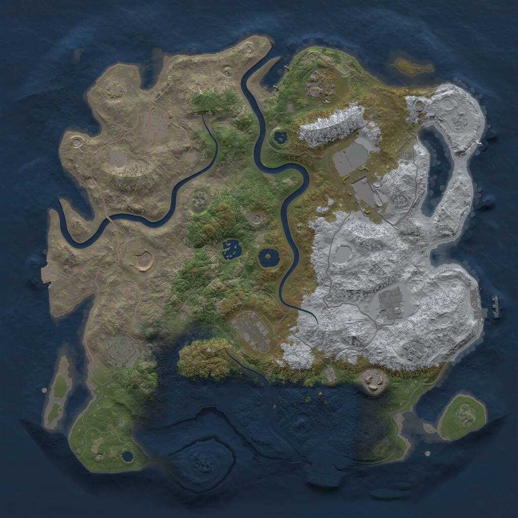 Rust Map: Procedural Map, Size: 3850, Seed: 70768651, 16 Monuments