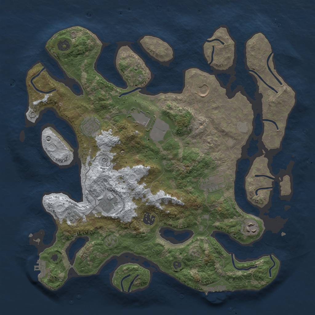 Rust Map: Procedural Map, Size: 3850, Seed: 15689765, 16 Monuments