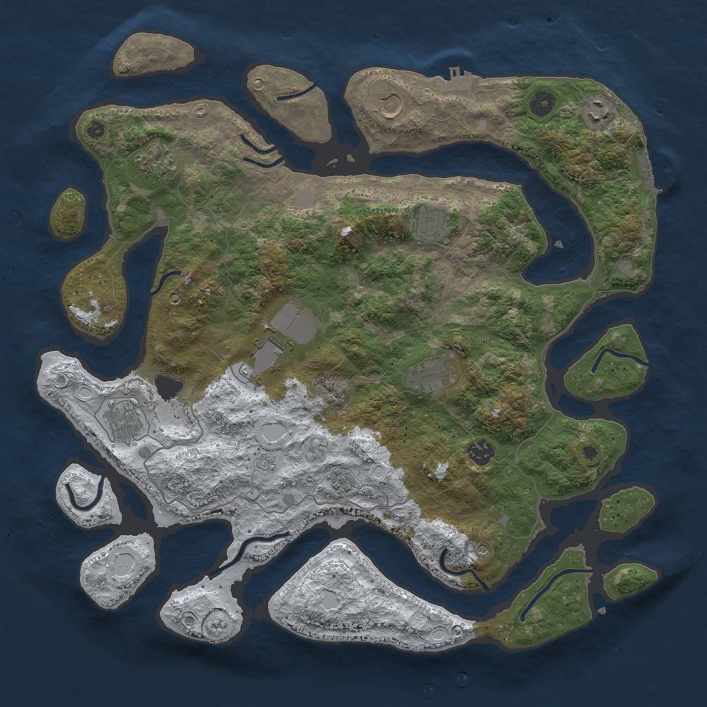 Rust Map: Procedural Map, Size: 4250, Seed: 3030425, 18 Monuments