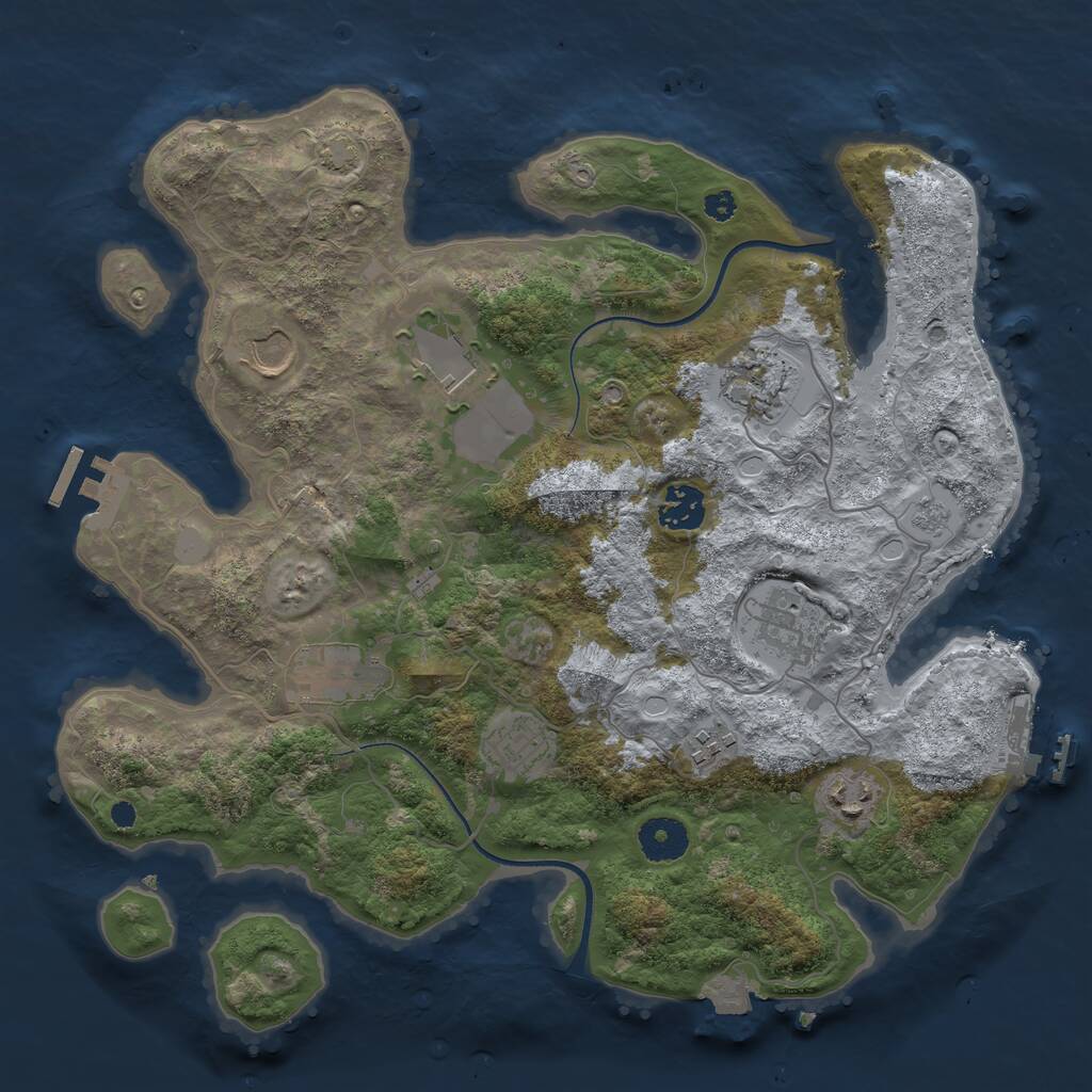 Rust Map: Procedural Map, Size: 3500, Seed: 3575439, 14 Monuments