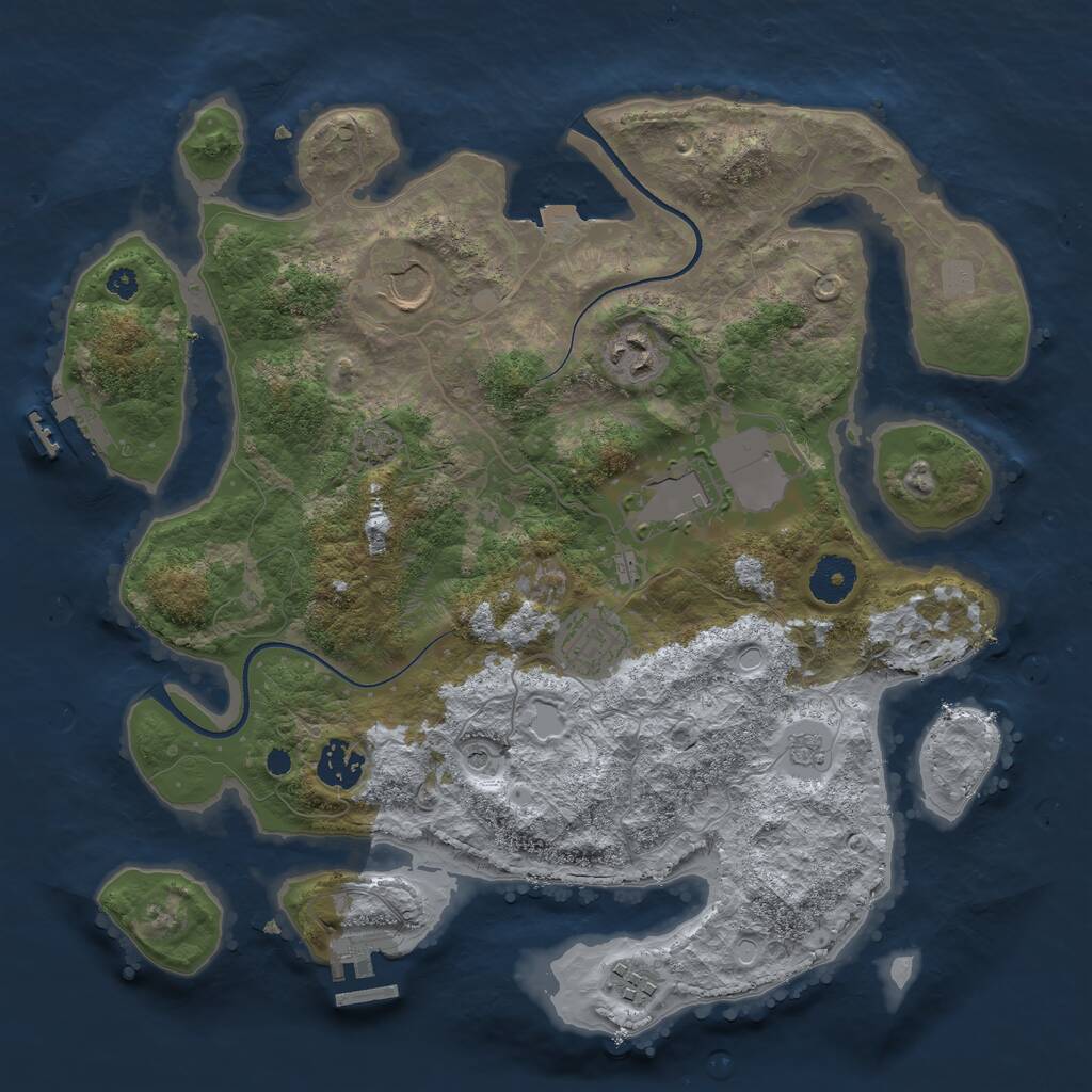 Rust Map: Procedural Map, Size: 3500, Seed: 5547184, 12 Monuments
