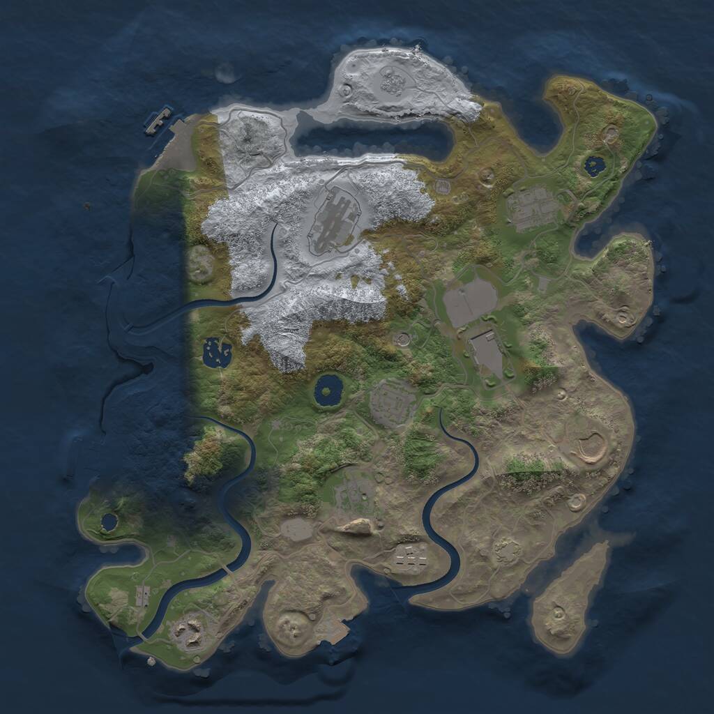 Rust Map: Procedural Map, Size: 3500, Seed: 3067214, 15 Monuments