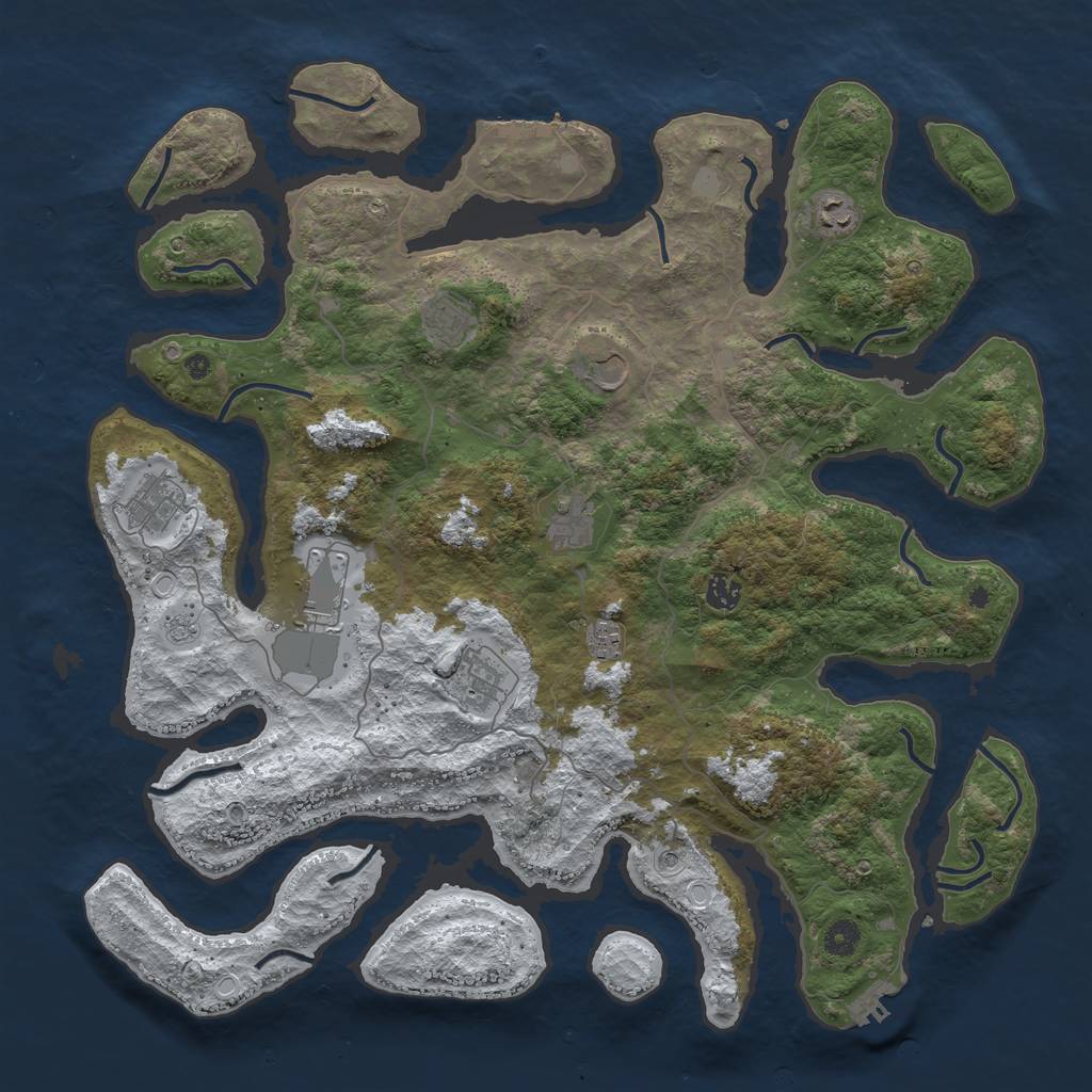Rust Map: Procedural Map, Size: 4500, Seed: 4532180, 18 Monuments
