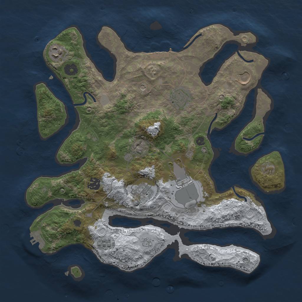 Rust Map: Procedural Map, Size: 3500, Seed: 6047416, 16 Monuments