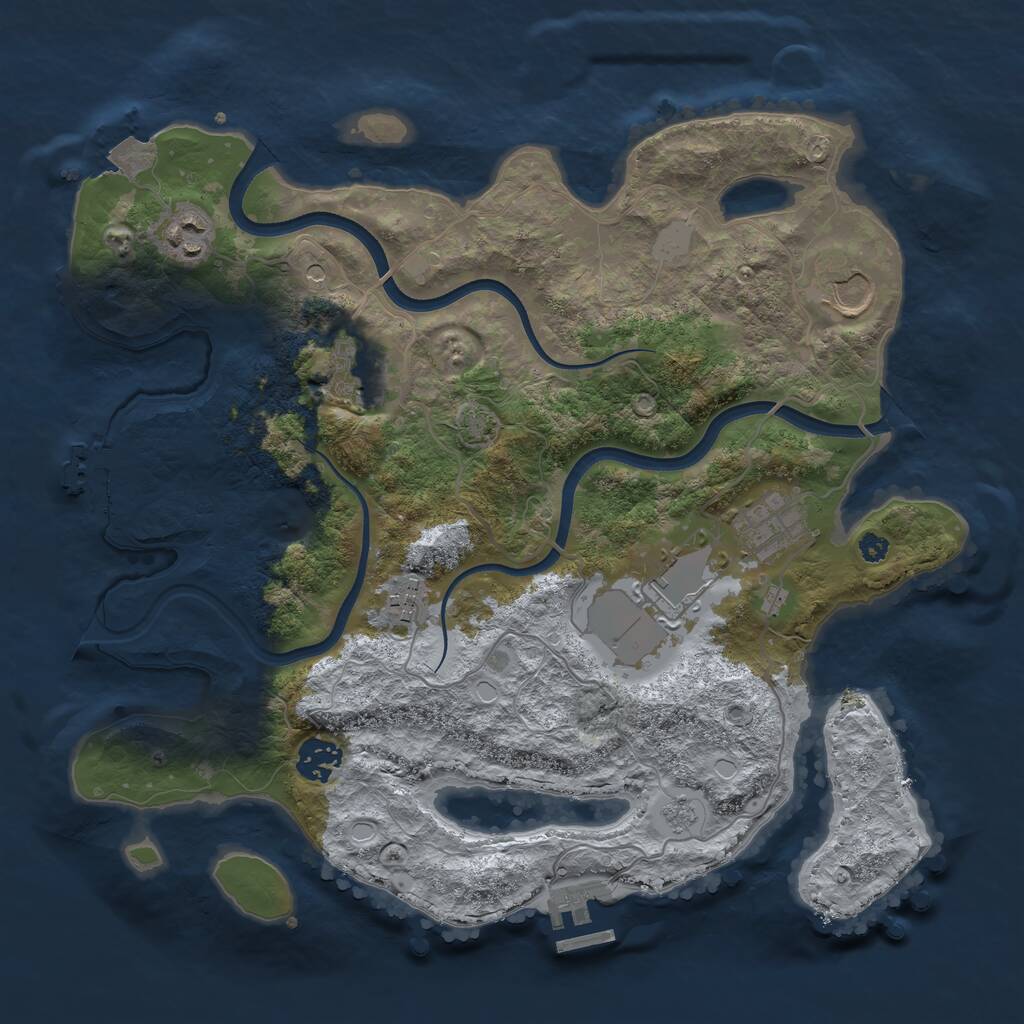 Rust Map: Procedural Map, Size: 3500, Seed: 1695693, 13 Monuments